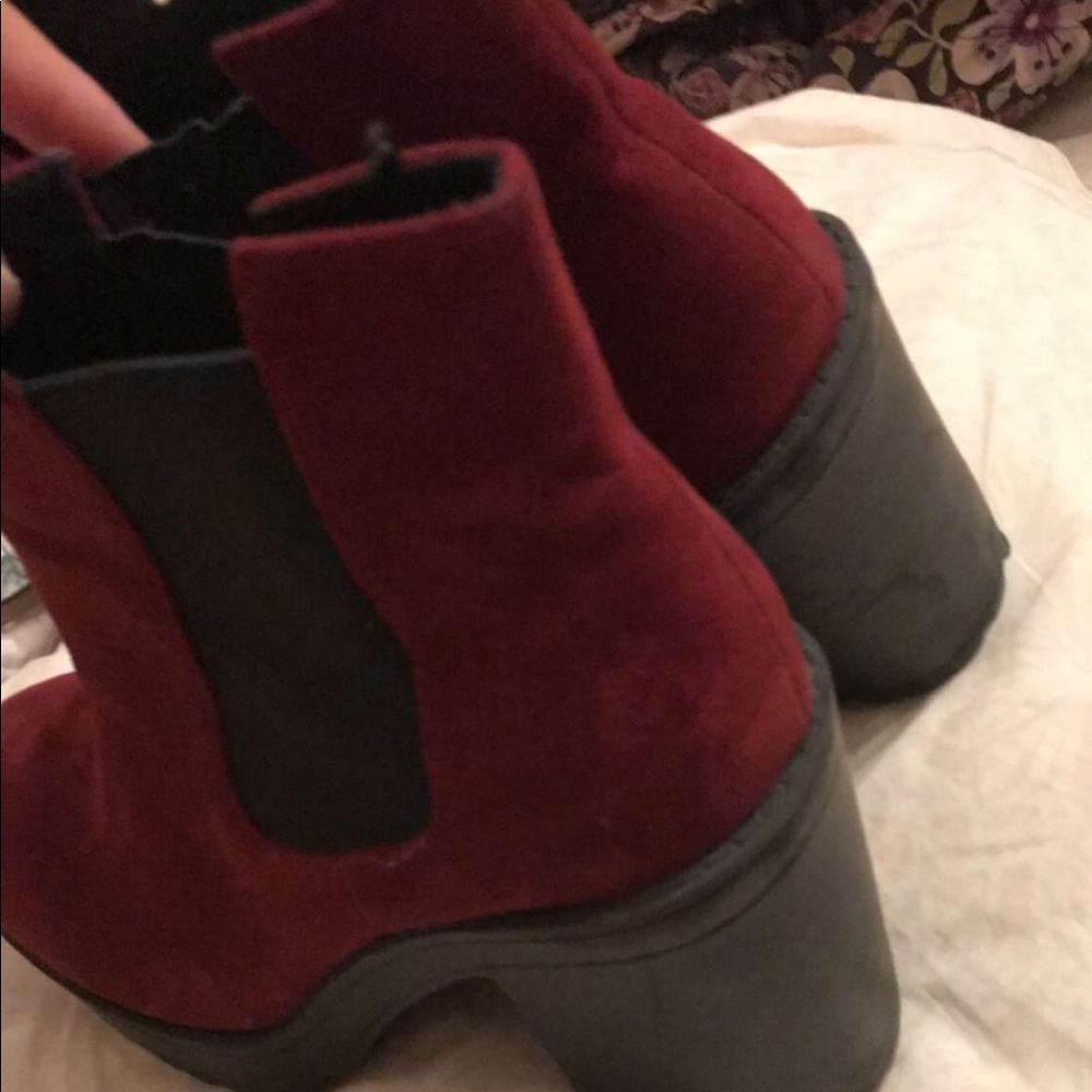 Red suede boots